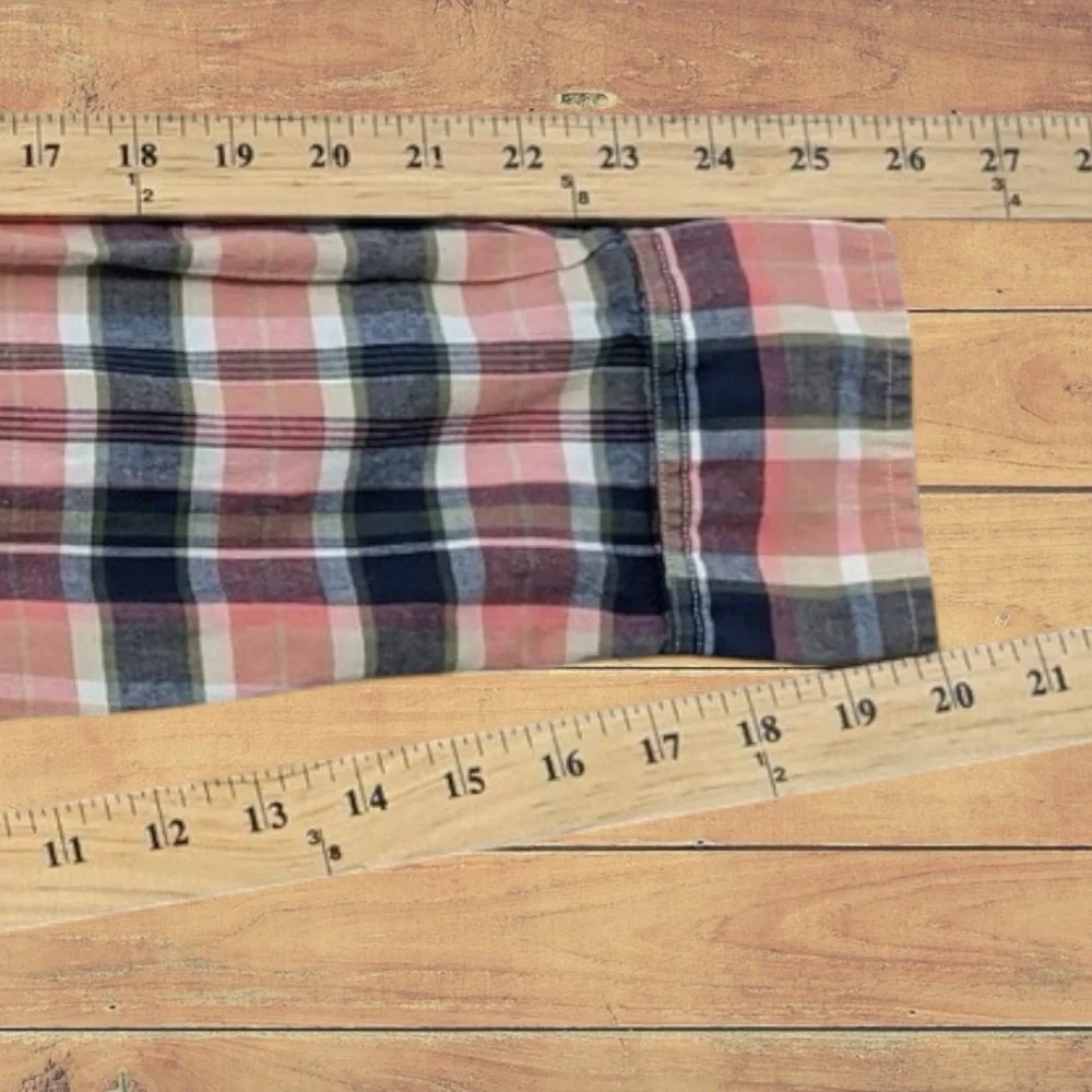 J Crew Button Down Shirt Mens Large “Summer Plaid” Pink &Gray Long Sleeve Preppy